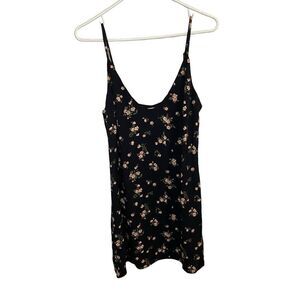 Reformation Ventura Floral Print Slip Dress Black Lightweight Croquette Small